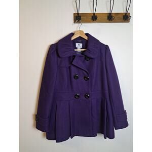 Worthington Stylish Purple Pea Coat, like new